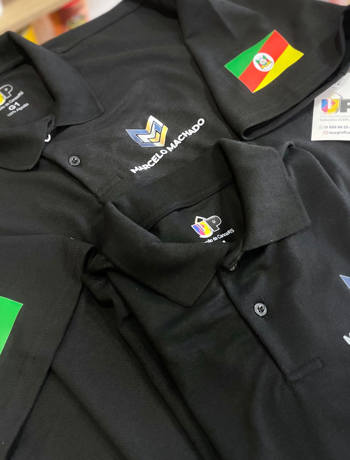 Camisa polo preta de algodão